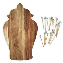 Load image into Gallery viewer, Ginger Jar Shaped Serving Board (with 20 Cocktail Picks)