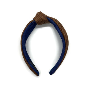Raffia with Chambray Interior Topknot Headbands (2 Color Options)