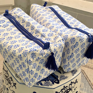 Block Print Cosmetic Bags - Booti Blue (Set of 2)