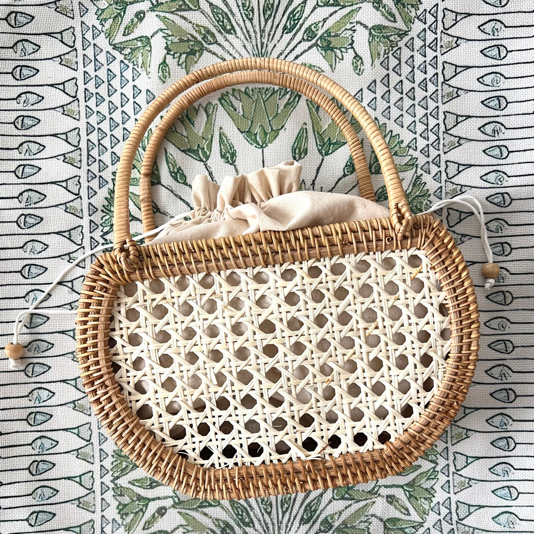 Woven Cane Rattan Basket Bag