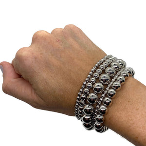 Silver Ball Bead Bracelets (Set of 5)