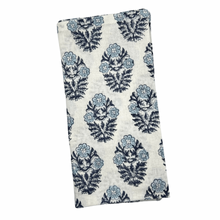 Load image into Gallery viewer, Essie Blue Block Print Cotton Napkins (Sold individually)