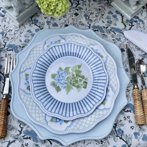 Scalloped Blue Hydrangea Salad Melamine Plates (Set of 4)