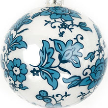 Load image into Gallery viewer, Blue &amp; White Floral Ball Ornament