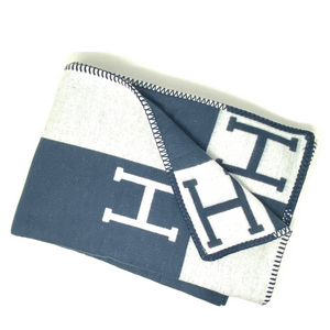 Navy H Blanket